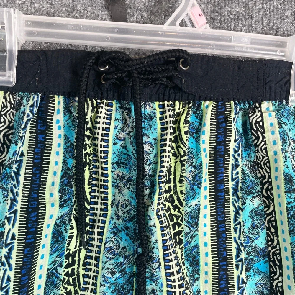 VTG Speedo Swim Trunks Mens Large Blue Geometric‎ Spell Out 90s Surf Beach Retro